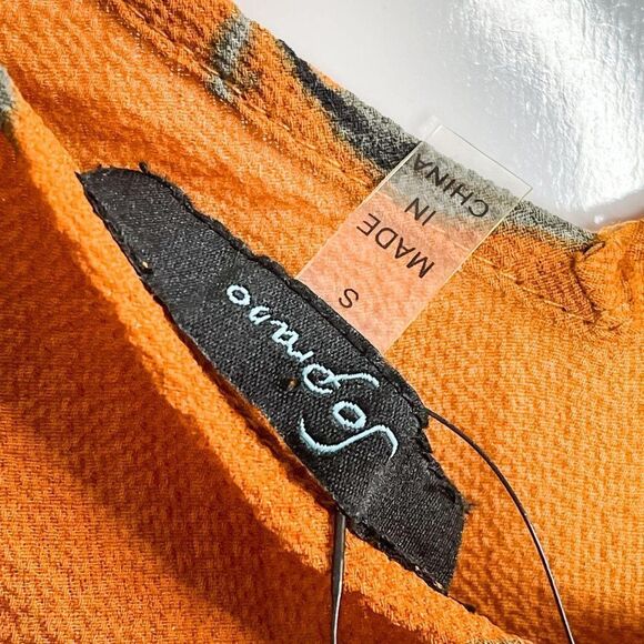 2/$30 Soprano Orange Cold Shoulder Floral Print Boho Tunic Mini Dress Small - Picture 8 of 11